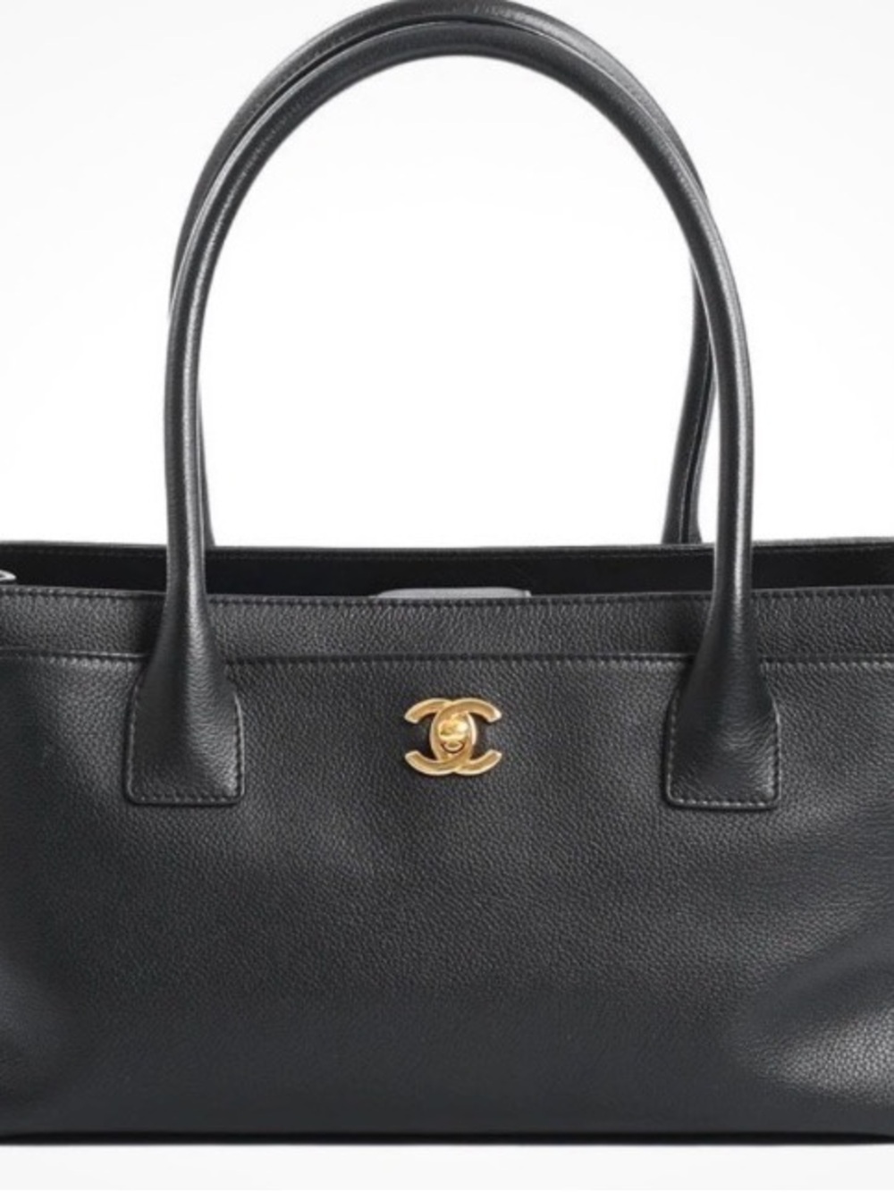 CHANEL Small Black Executive Cerf Tote with Gold CC. 100% AUTHENTIC.